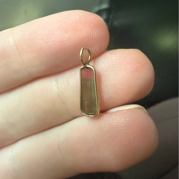 Solid 14k Gold Watermelon Tourmaline Pendant - Picture 2 of 4